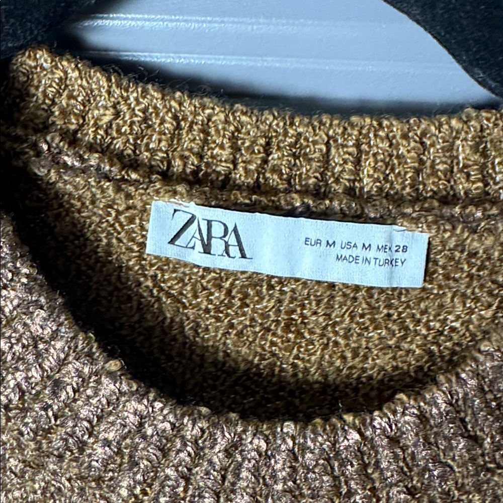 ZARA Metallic Gold Knit Sleeveless Sweater Tank Top Brown Size M - Picture 3 of 6